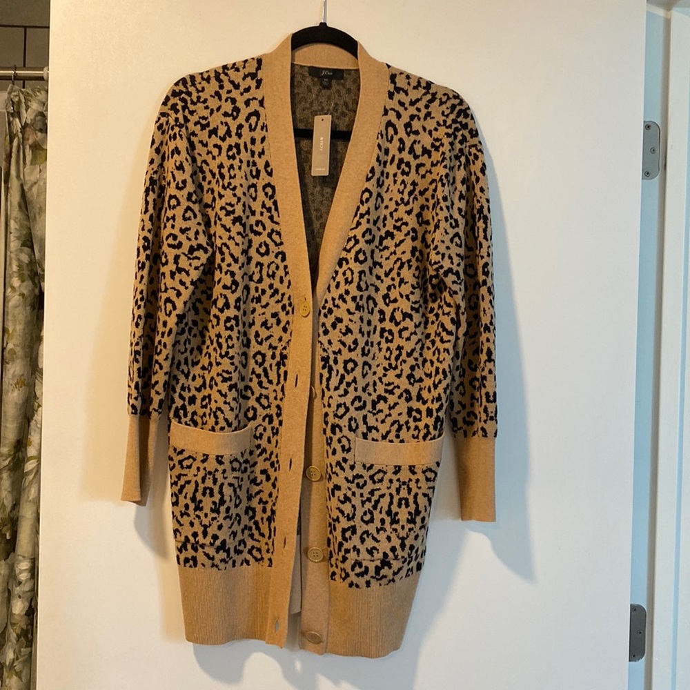 J. Crew Leopard Print Cardigan - Tan and Black
